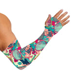 Retro Tennis Pattern Print Sun Protection Arm Sleeves