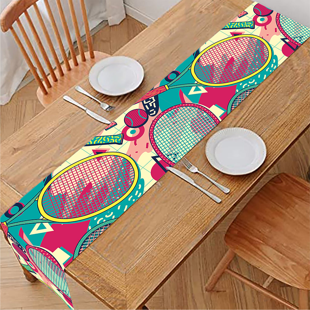 Retro Tennis Pattern Print Table Runner