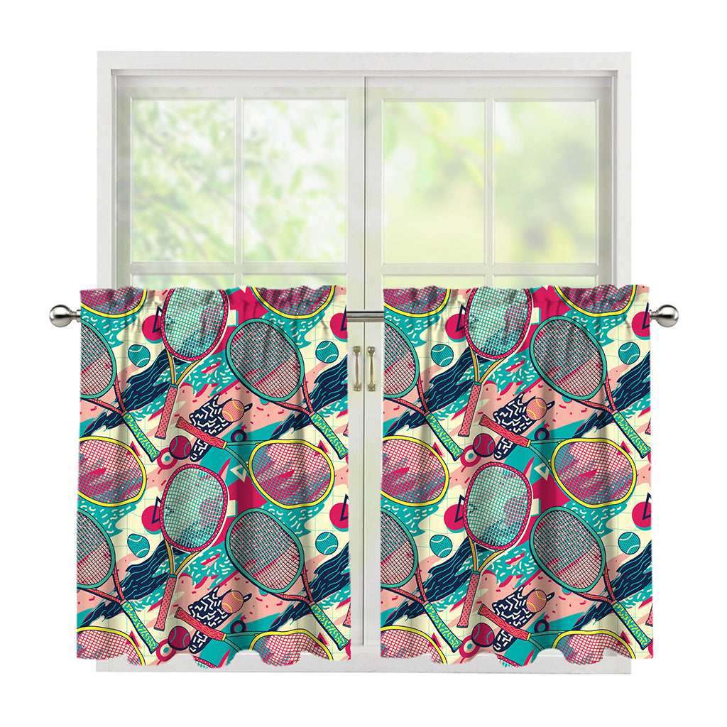 Retro Tennis Pattern Print Tier Curtains