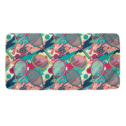 Retro Tennis Pattern Print Towel