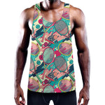 Retro Tennis Pattern Print Training Tank Top