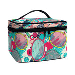 Retro Tennis Pattern Print Travel Makeup Bag