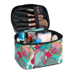 Retro Tennis Pattern Print Travel Makeup Bag