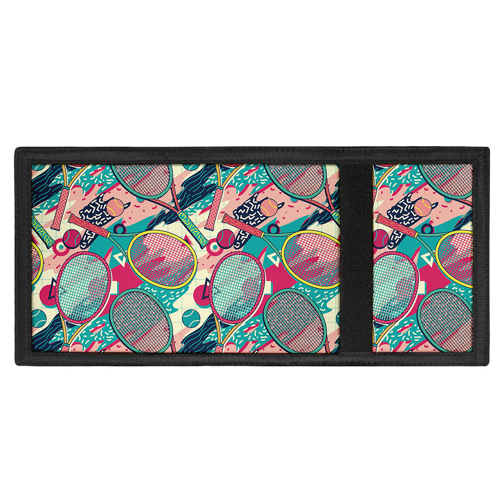 Retro Tennis Pattern Print Trifold Wallet