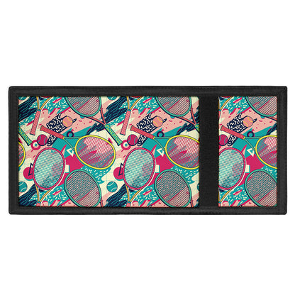 Retro Tennis Pattern Print Trifold Wallet