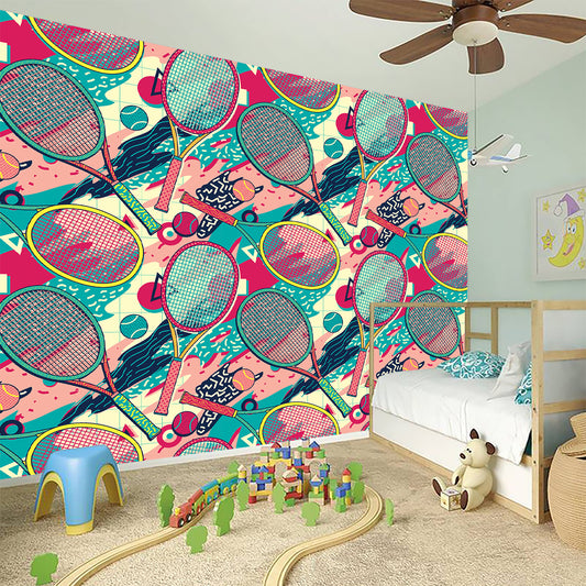 Retro Tennis Pattern Print Wall Sticker