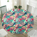 Retro Tennis Pattern Print Waterproof Round Tablecloth