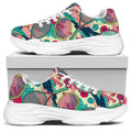 Retro Tennis Pattern Print White Chunky Shoes