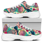 Retro Tennis Pattern Print White Chunky Shoes