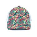 Retro Tennis Pattern Print White Mesh Trucker Hat