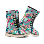 Retro Tennis Pattern Print Winter Boots