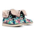 Retro Tennis Pattern Print Winter Boots