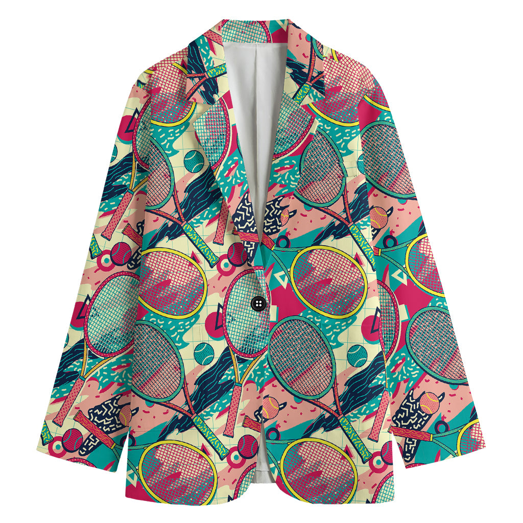 Retro Tennis Pattern Print Women's Blazer