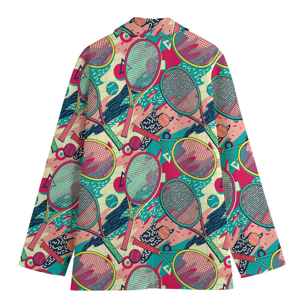 Retro Tennis Pattern Print Women's Blazer
