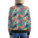 Retro Tennis Pattern Print Women's Bomber Jacket