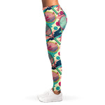 Retro Tennis Pattern Print Women's Leggings