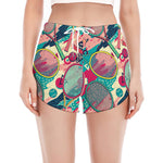 Retro Tennis Pattern Print Women's Split Running Shorts