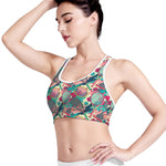 Retro Tennis Pattern Print Women's Sports Bra