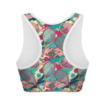 Retro Tennis Pattern Print Women's Sports Bra