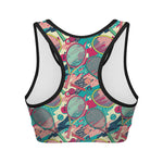 Retro Tennis Pattern Print Women's Sports Bra