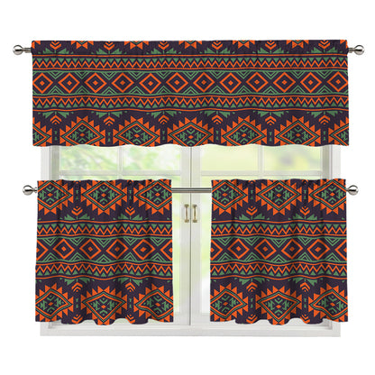 Retro Tribal Navajo Pattern Print 3 Piece Kitchen Curtains