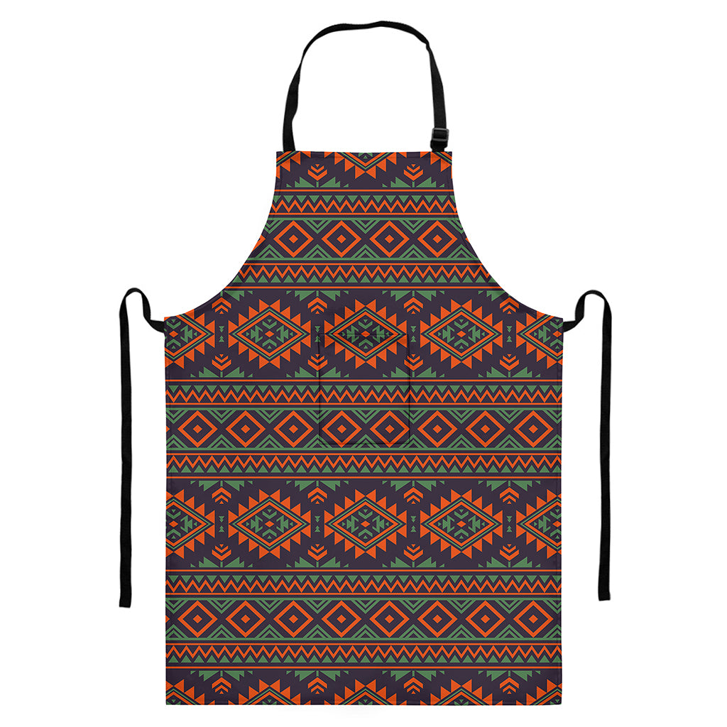 Retro Tribal Navajo Pattern Print Bib Apron With Pocket