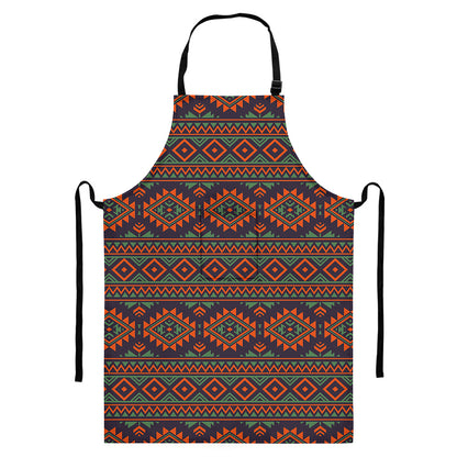 Retro Tribal Navajo Pattern Print Bib Apron With Pocket