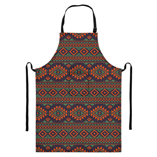 Retro Tribal Navajo Pattern Print Bib Apron With Pocket