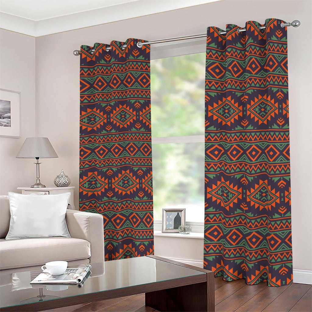 Retro Tribal Navajo Pattern Print Blackout Grommet Curtains