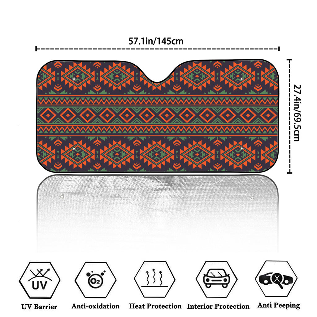 Retro Tribal Navajo Pattern Print Car Windshield Sun Shade