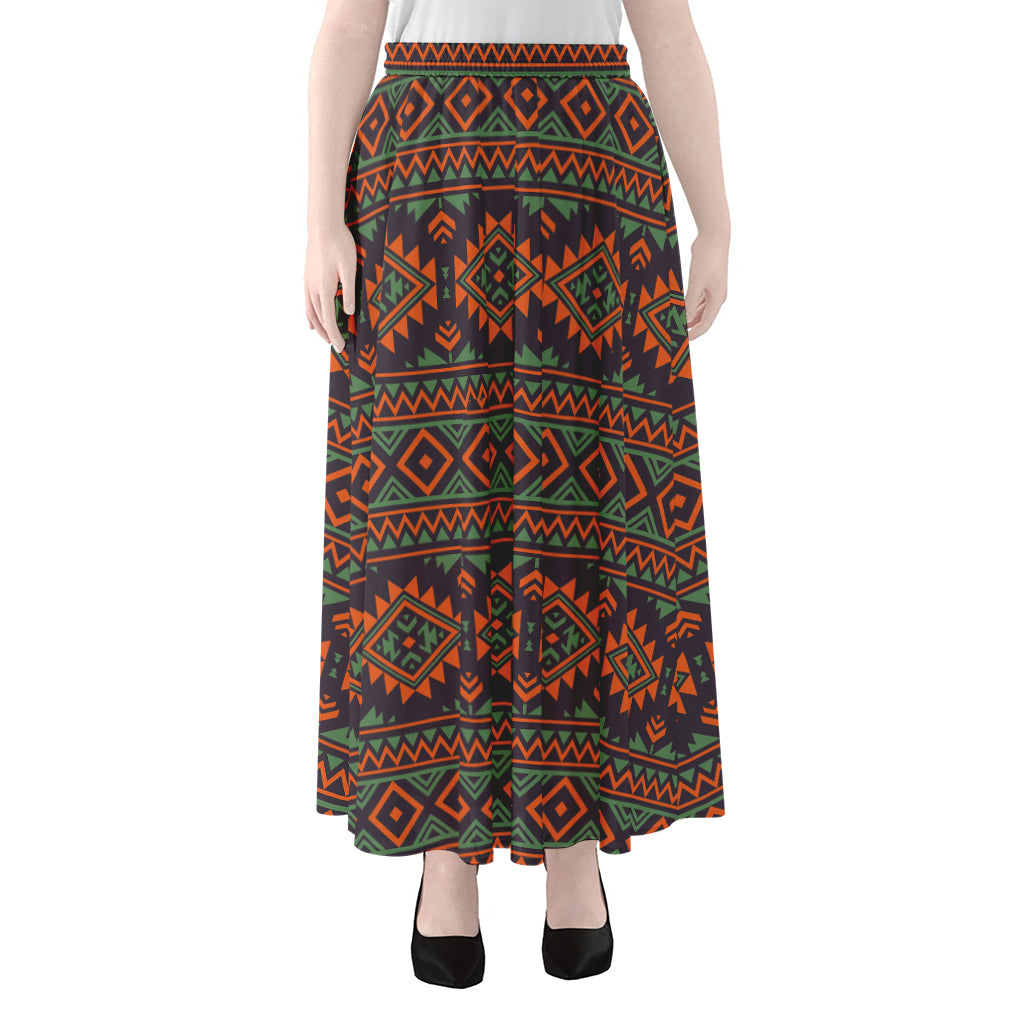 Retro Tribal Navajo Pattern Print Chiffon Maxi Skirt