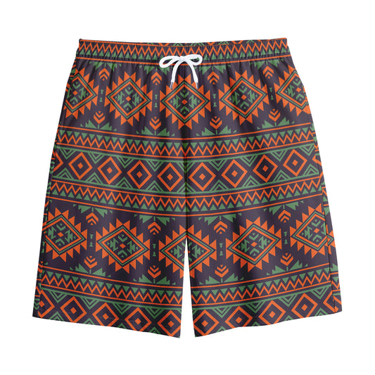 Retro Tribal Navajo Pattern Print Cotton Shorts