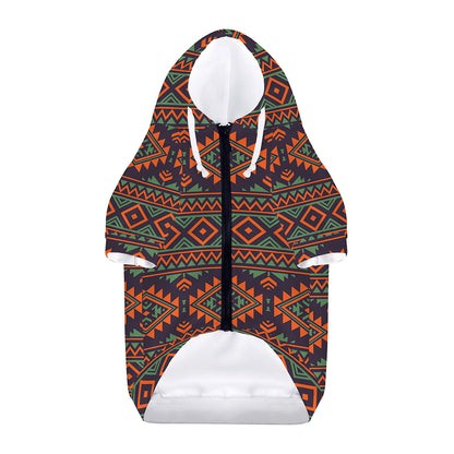 Retro Tribal Navajo Pattern Print Dog Zip Up Hoodie