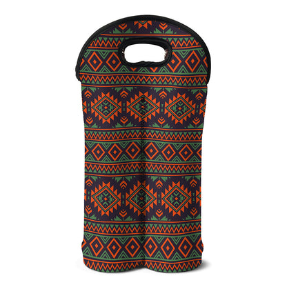 Retro Tribal Navajo Pattern Print Double Neoprene Wine Tote