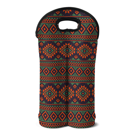 Retro Tribal Navajo Pattern Print Double Neoprene Wine Tote