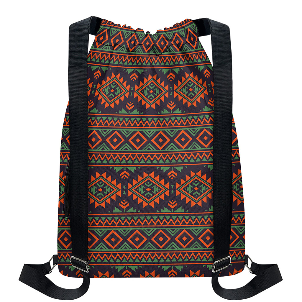 Retro Tribal Navajo Pattern Print Drawstring Backpack