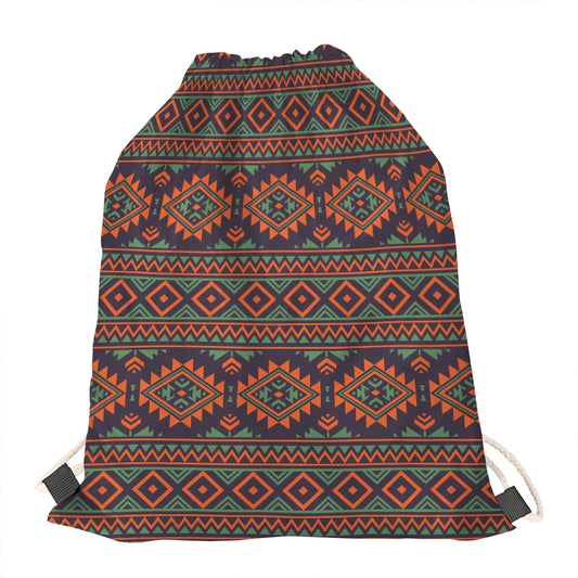 Retro Tribal Navajo Pattern Print Drawstring Bag