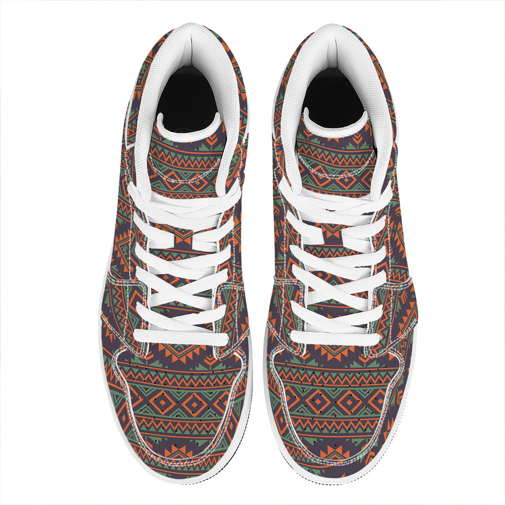 Retro Tribal Navajo Pattern Print High Top Leather Sneakers