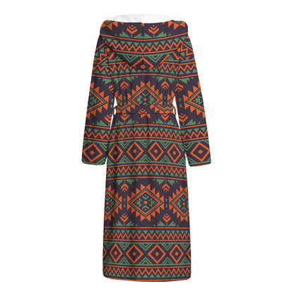 Retro Tribal Navajo Pattern Print Hooded Bathrobe