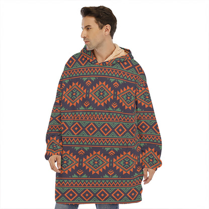 Retro Tribal Navajo Pattern Print Hoodie Blanket