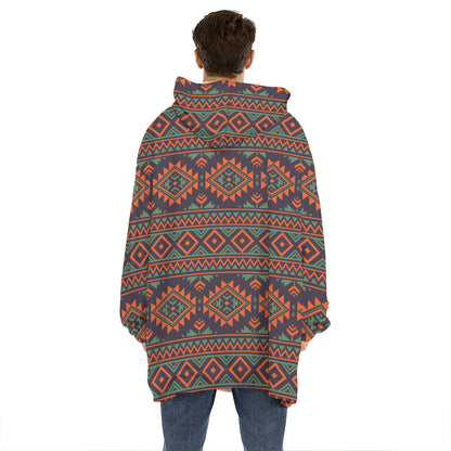 Retro Tribal Navajo Pattern Print Hoodie Blanket