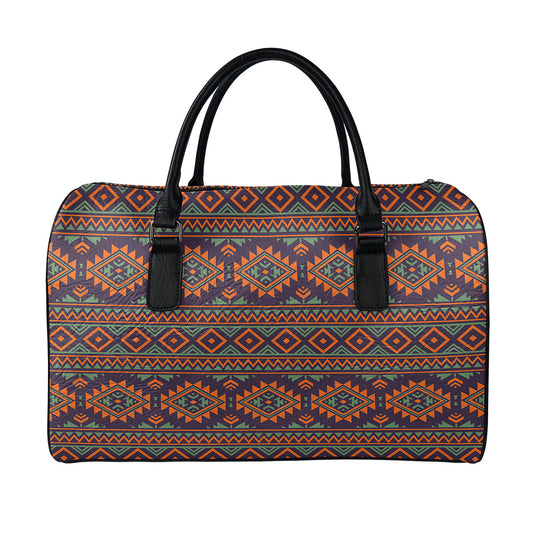 Retro Tribal Navajo Pattern Print Leather Duffle Bag
