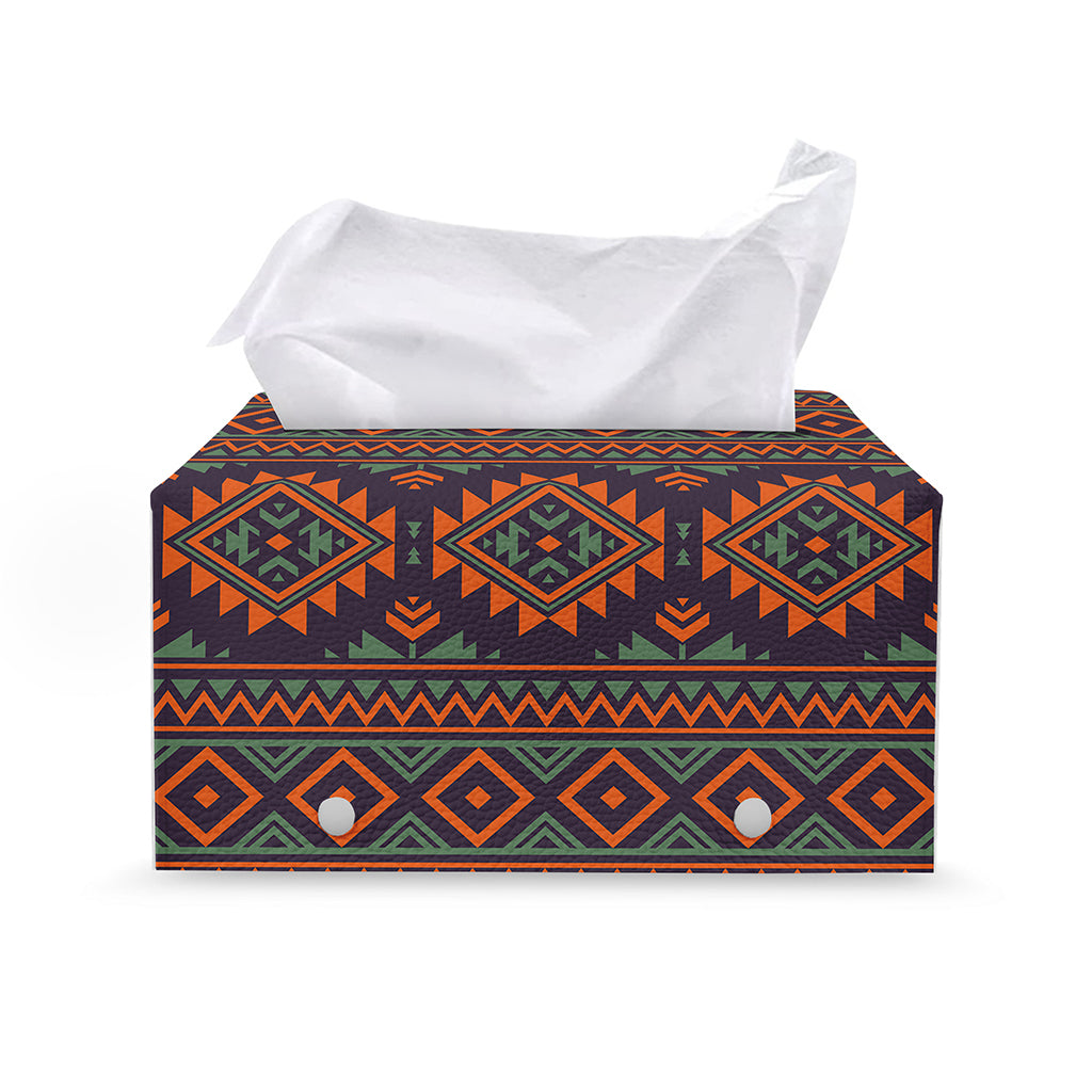 Retro Tribal Navajo Pattern Print Leather Tissue Box Cover