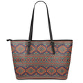 Retro Tribal Navajo Pattern Print Leather Tote Bag With Zipper