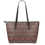 Retro Tribal Navajo Pattern Print Leather Tote Bag