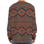 Retro Tribal Navajo Pattern Print Long Sleeve Baseball Jersey