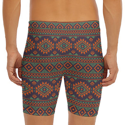 Retro Tribal Navajo Pattern Print Men's Long Boxer Briefs