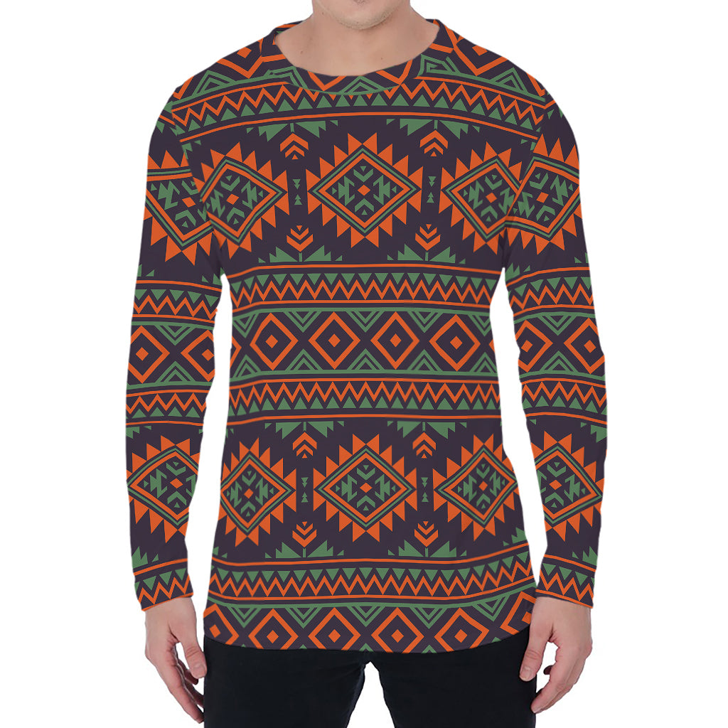 Retro Tribal Navajo Pattern Print Men's Long Sleeve T-Shirt