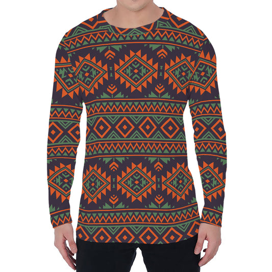 Retro Tribal Navajo Pattern Print Men's Long Sleeve T-Shirt