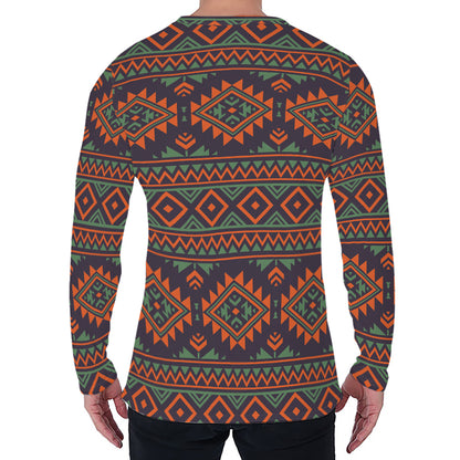 Retro Tribal Navajo Pattern Print Men's Long Sleeve T-Shirt